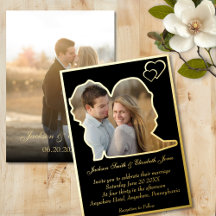 Goud op zwarte bruid en bruidegom vorm foto bruilo