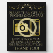 Goud op zwarte bruiloft zonder telefoon of camera' fotoplaat (Voorkant)