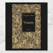  goud op zwarte druivenstok Sjabloon Wijn Etiket (Enkel label)