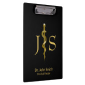 Goud op zwarte keukenstaaf van Asclepius Medical Klembord (Rechts)