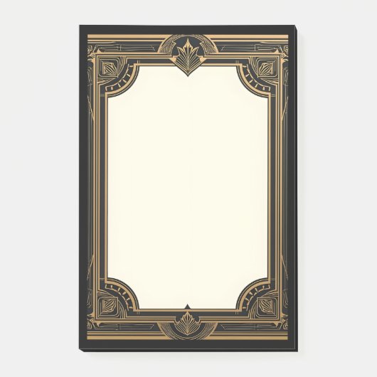 Goud op Zwarte Klassieke Art Deco Post-it® Notes (Voorkant)