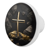Goud op Zwarte Kruis Keramische Knop (Rechts)