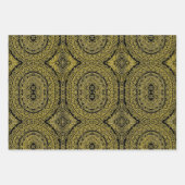 Goud op zwarte mandala wikkelvel set van 3 inpakpapier vel (Voorkant)