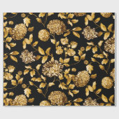 Goud op zwarte moderne  Grote Floral Toile Cadeaupapier (Vlak)