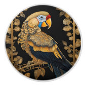 Goud op zwarte papegaai keramische knop (Voorkant)