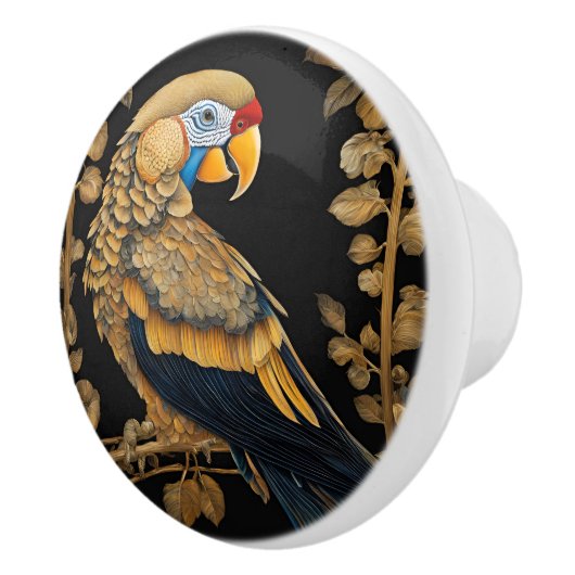 Goud op zwarte papegaai keramische knop (Rechts)