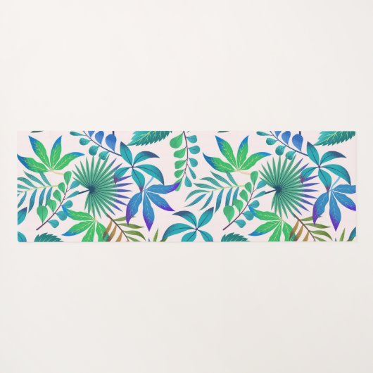 Goud op zwarte tropische bloemen en bladeren yogamat (Achterkant (horizontaal))