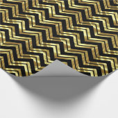 Goud op zwarte zigzag Chevron Geometric Pattern Cadeaupapier (Hoek)