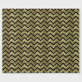 Goud op zwarte zigzag Chevron Geometric Pattern Cadeaupapier (Vlak)