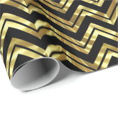 Goud op zwarte zigzag Chevron Geometric Pattern Cadeaupapier (Rol Hoek)
