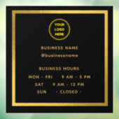 Goud || Openingstijd met Logo bedrijfsuren Raamsticker (Vel 3)