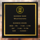 Goud || Openingstijd met Logo bedrijfsuren Raamsticker (Vel 2)