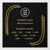 Goud || Openingstijd met logo openingsuren Raamsticker (Vel)