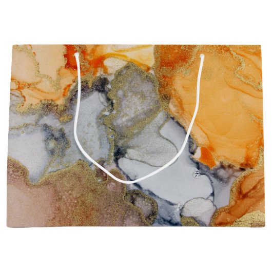 Goud Oranje Abstract Groot Cadeauzakje (Voorkant)