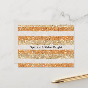 Goud Oranje Glitter Crème Strepen Fonkel & Schitte Briefkaart