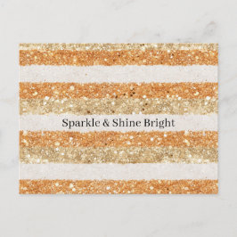 Goud Oranje Glitter Crème Strepen Fonkel & Schitte Briefkaart