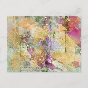 Goud Oranje Herfst Filigraan Bladeren Vintage Deco Briefkaart