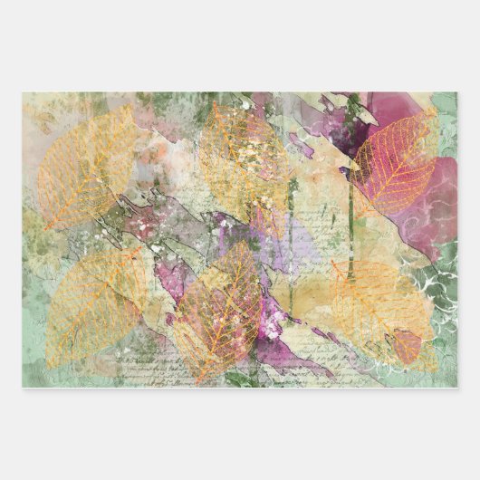 Goud Oranje leder van Herfst op ontkoppeling Inpakpapier Vel (Voorkant 3)