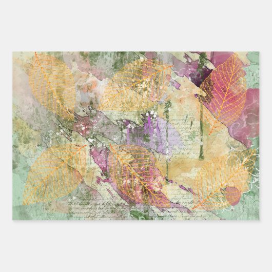 Goud Oranje leder van Herfst op  ontkoppeling Inpakpapier Vel (Voorkant 2)