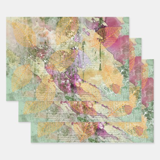 Goud Oranje leder van Herfst op  ontkoppeling Inpakpapier Vel (Set)