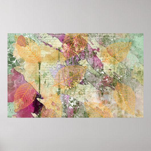 Goud Oranje leder van Herfst op  ontkoppeling Poster (Voorkant)