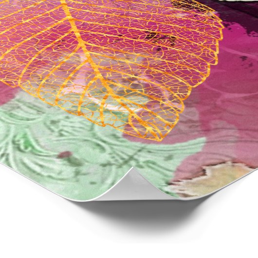 Goud Oranje leder van Herfst op ontkoppeling Poster (Hoek)