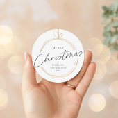 Goud Ornament Elegant Vrolijk Kerstfeest Ronde Sticker