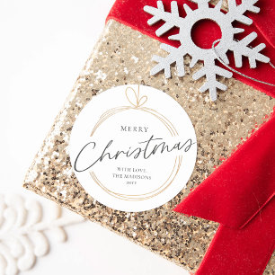 Goud Ornament Elegant Vrolijk Kerstfeest Ronde Sticker