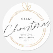Goud Ornament Elegant Vrolijk Kerstfeest Ronde Sticker (Voorkant)