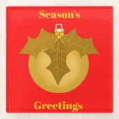 Goud Ornament en Holly Onderzetter (Voorkant)