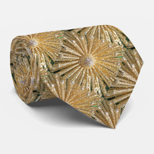 Goud Ornament Faux Sparkle Print stropdas