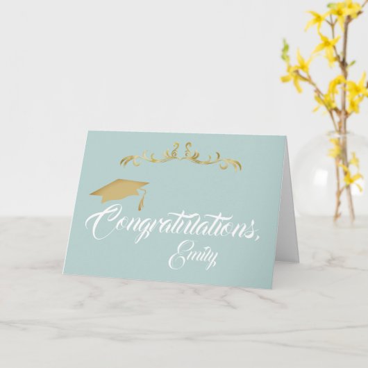 Goud Ornament Gefeliciteerd Afstuderen Afstuderen Kaart (Gele Bloem)