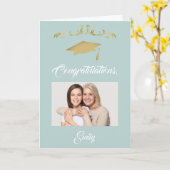 Goud Ornament Gefeliciteerd Afstuderen Foto Kaart (Gele Bloem)