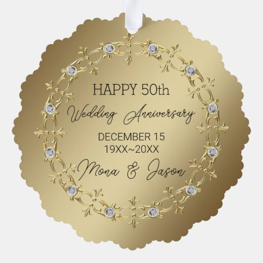 Goud Ornament met diamanten bruiloft Jubileum (Achterkant)