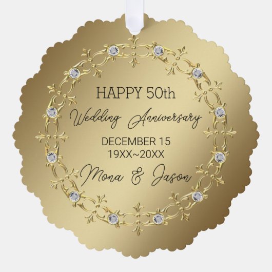 Goud Ornament met diamanten bruiloft Jubileum (Voorkant)