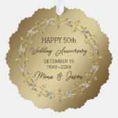 Goud Ornament met diamanten bruiloft Jubileum Kaart (Achterkant)