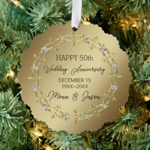 Goud Ornament met diamanten bruiloft Jubileum Kaart