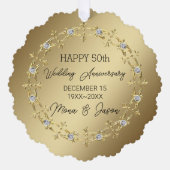 Goud Ornament met diamanten bruiloft Jubileum Kaart (Voorkant)