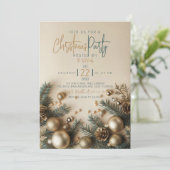 Goud Ornament met groen kerstvakantie Kaart (Staand voorkant)