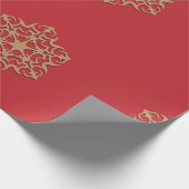 Goud Ornament op rood Cadeaupapier (Hoek)
