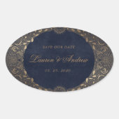 Goud Ornament Save The Date Sticker (Voorkant)