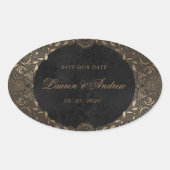 Goud Ornament Save The Date Sticker (Voorkant)