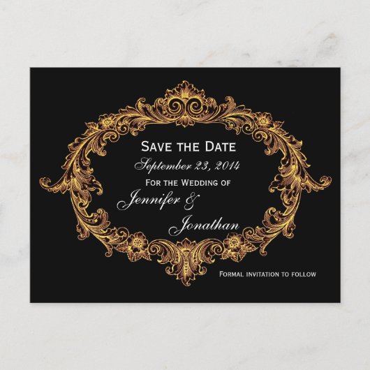 Goud Ovaal Lijst Save Date Wedding Aankondigingskaart (Voorkant)