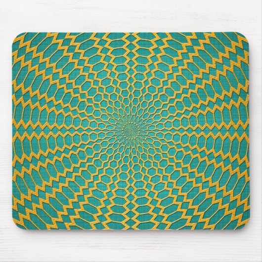 Goud over radial tealgroen ontwerp muismat (Voorkant)