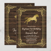 Goud Paard Doop Eerste Verjaardag Mexicaan Kaart (Voorkant / Achterkant)