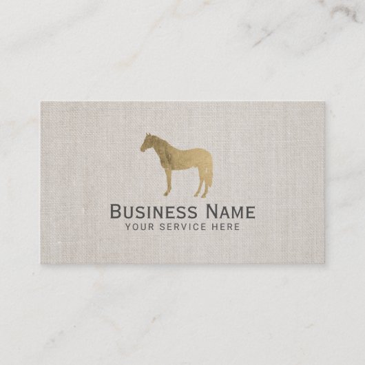 Goud paard Equestrian Equine Elegant Linen Visitekaartje (Voorkant)