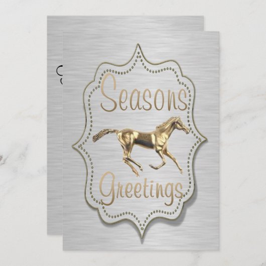 Goud paard op Zilver Westerne feestdag Kaart (Voorkant / Achterkant)