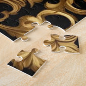 Goud paardengoud en zwart sierlijk lijst legpuzzel (Zijkant)