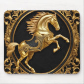 Goud paardengoud en zwart sierlijk lijst muismat (Voorkant)