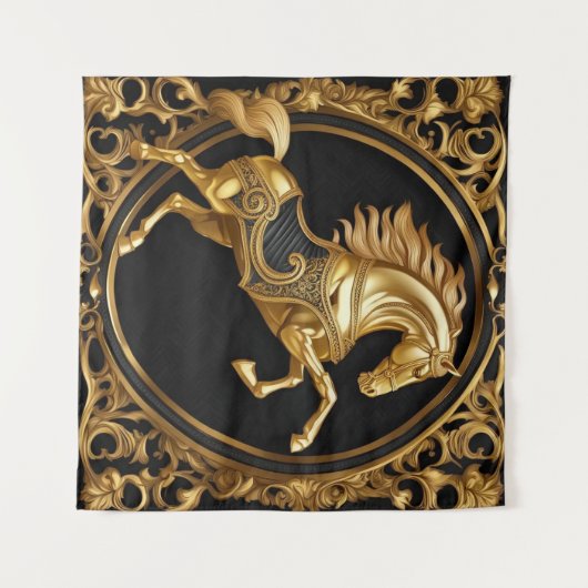 Goud paardengoud en zwart sierlijk lijst wandkleed (Voorkant (horizontaal))